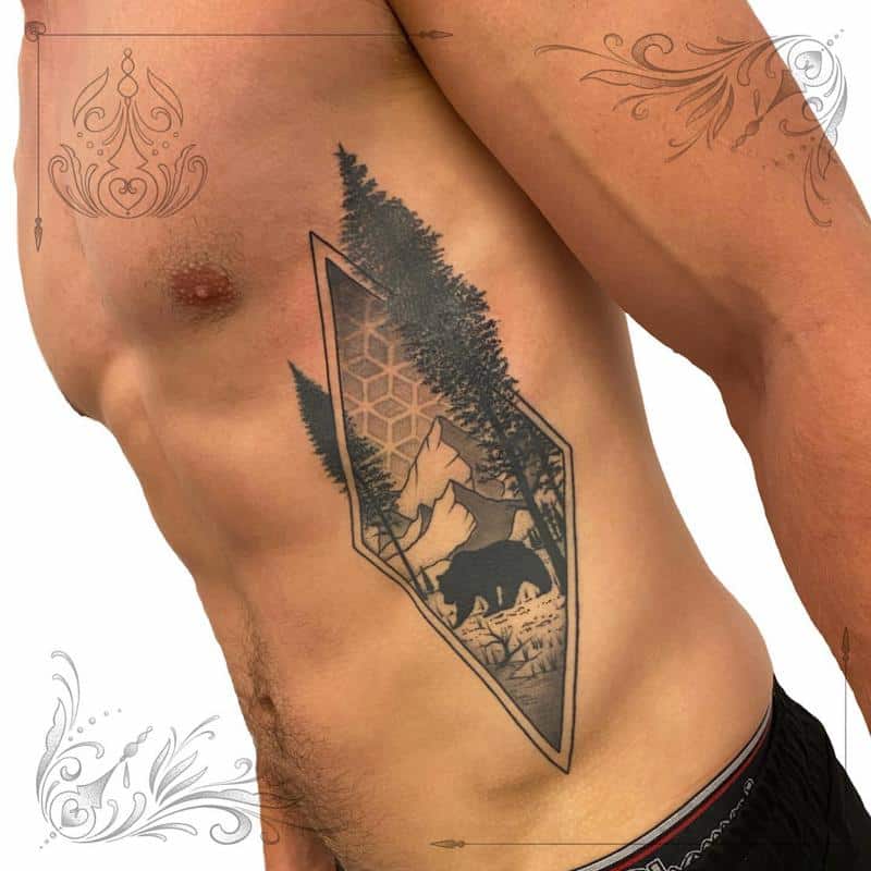 Geometrical Shape Bear Tattoo 2