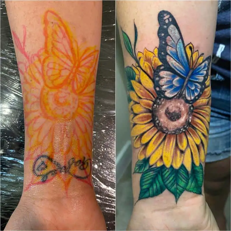 Sunflower coverup fyp sunflower sunflowertattoo tattooing coverup   TikTok