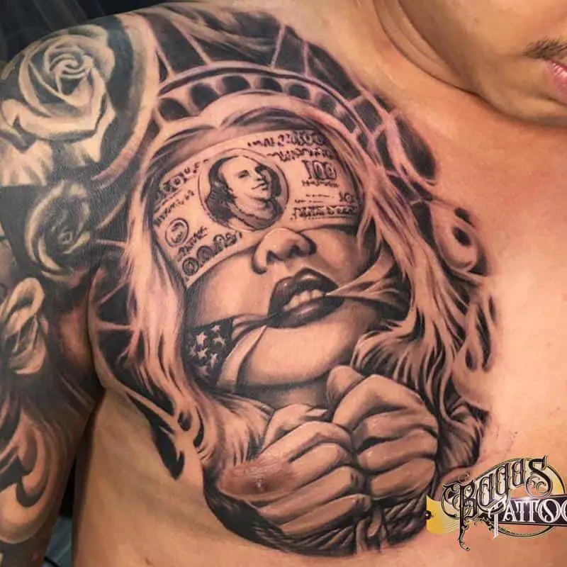 Half chest tattoo 1