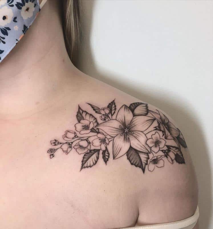 Jasmine Tattoo on Shoulder 5