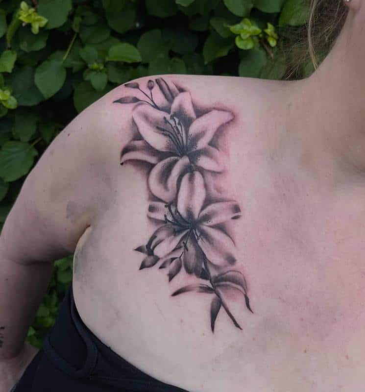Lily Tattoo on Shoulder 5