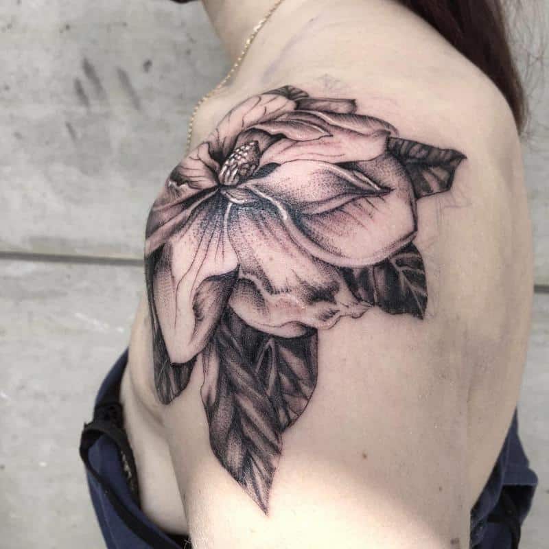Magnolia Tattoo on Shoulder 3