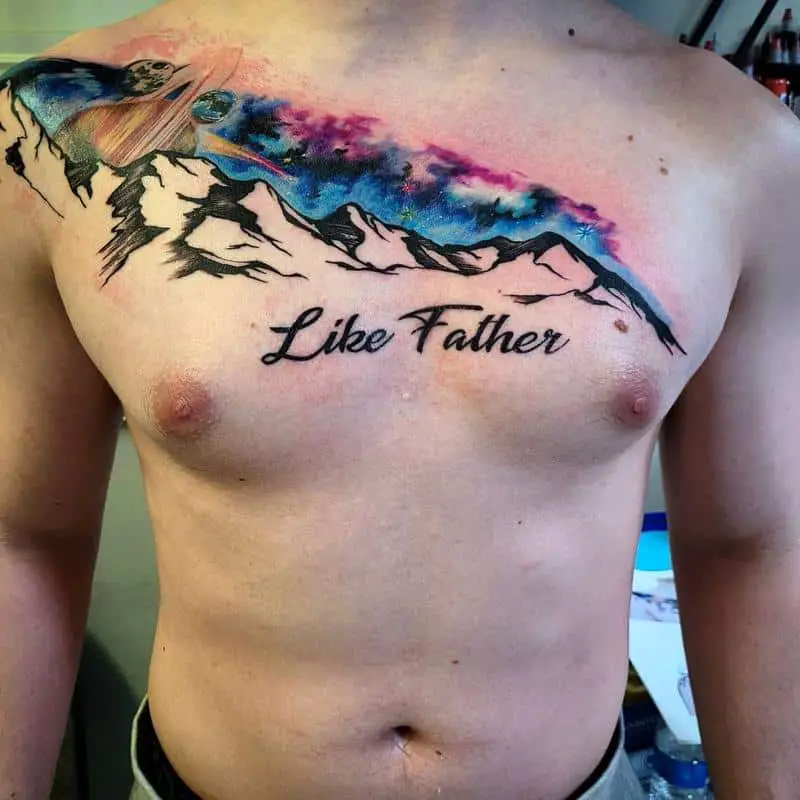 Multicolor chest tattoo 2