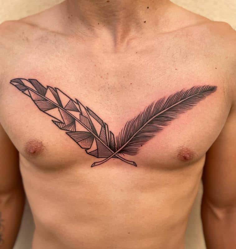 Simple chest tattoo 4