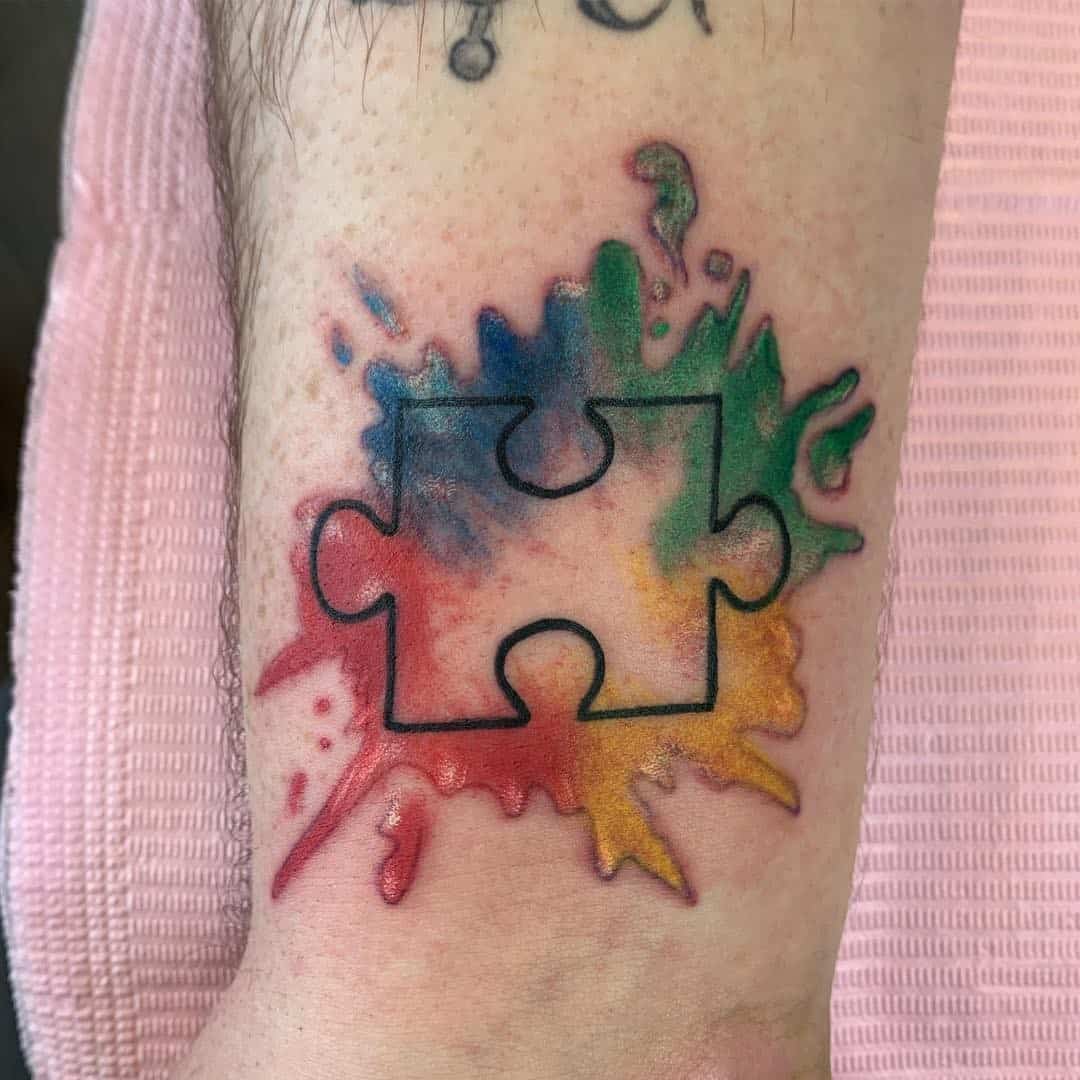 Small Autism Tattoo Colorful Art