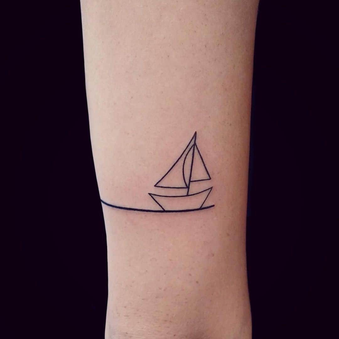 Small Boat Bracelet Tattoo 