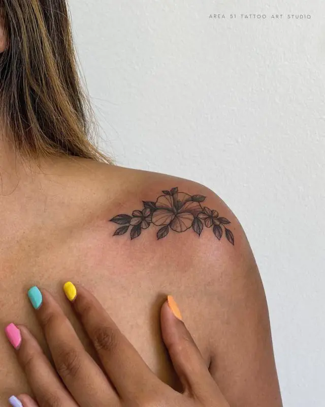 Small Flower Tattoo on Shoulder 1
