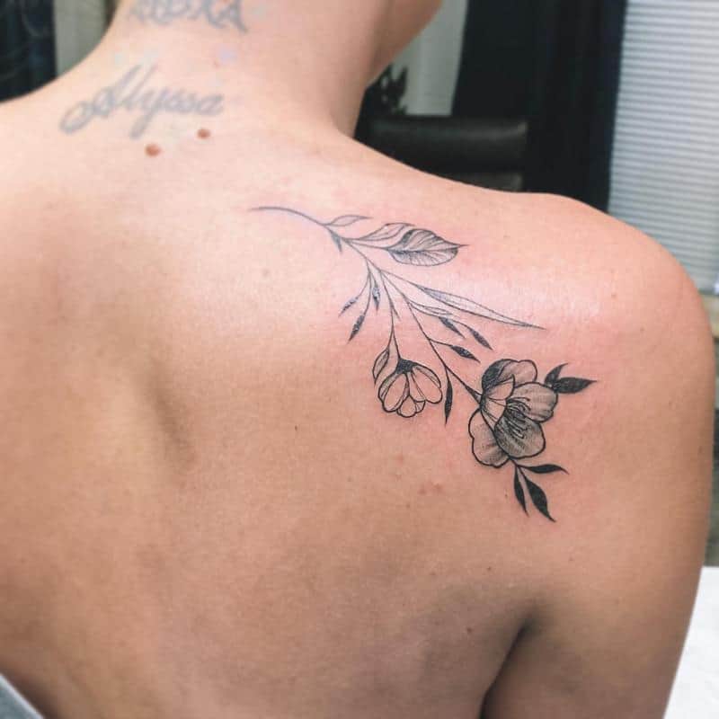 Small Flower Tattoo on Shoulder 2