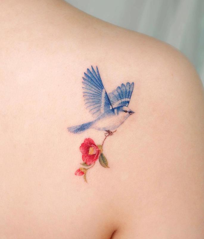 Small Flower Tattoo on Shoulder 3