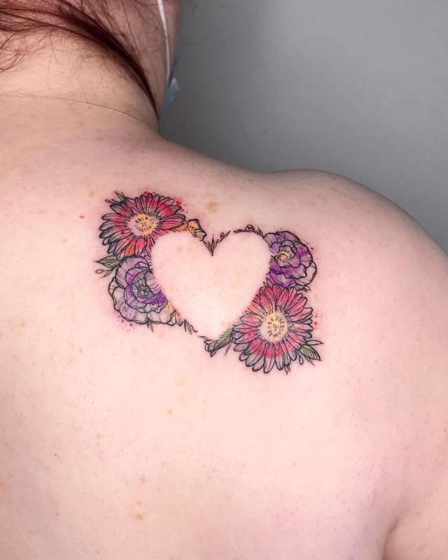 Small Flower Tattoo on Shoulder 5