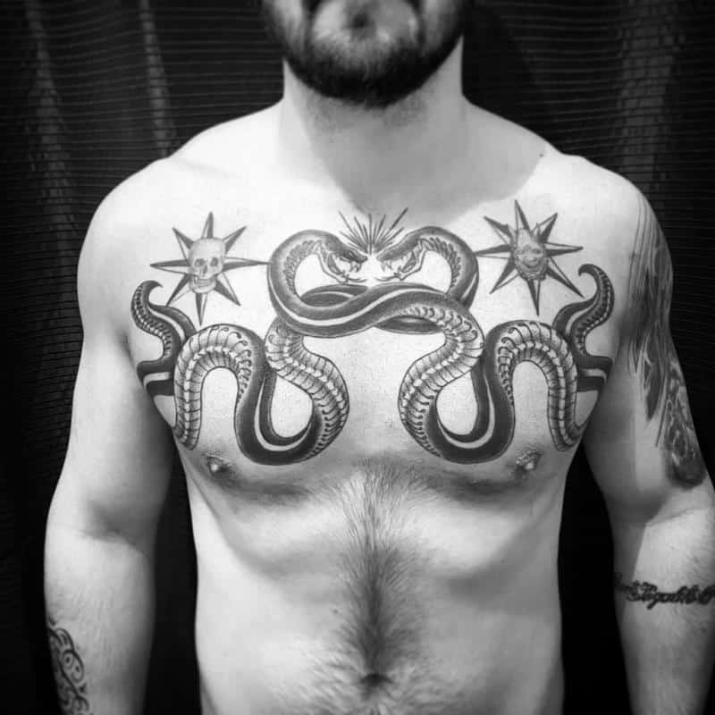 Snake chest tattoo 1