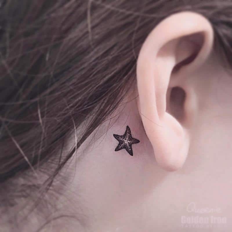 Starfish Tattoos Behind The Ear