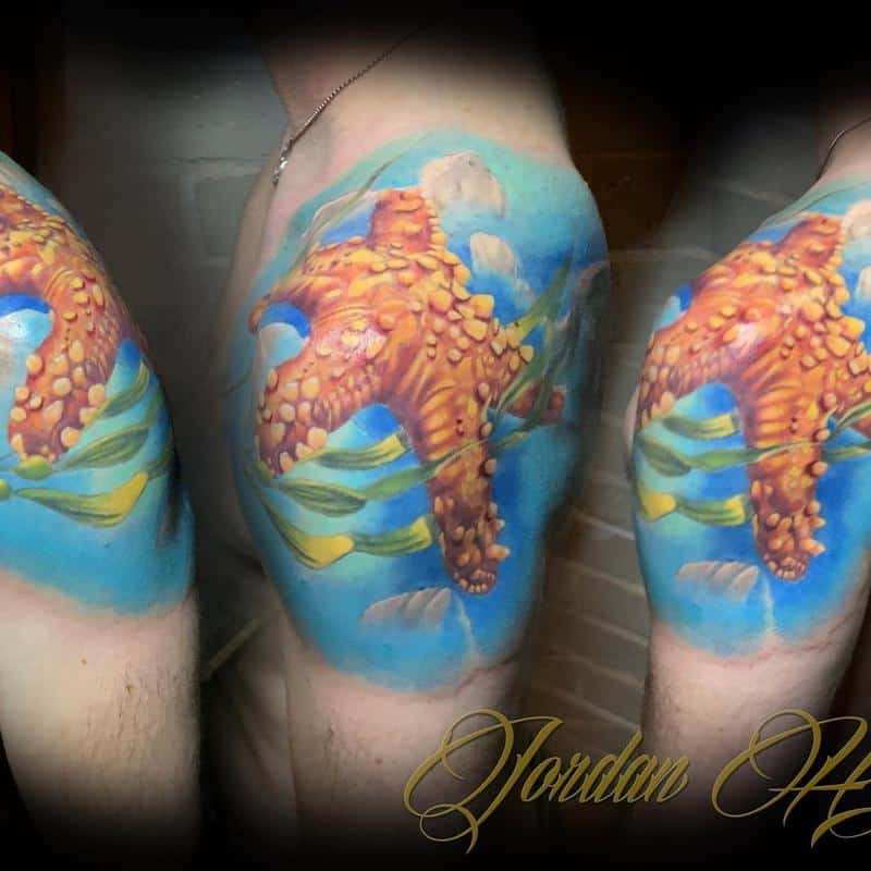 Starfish Tattoos On The Upper Arm