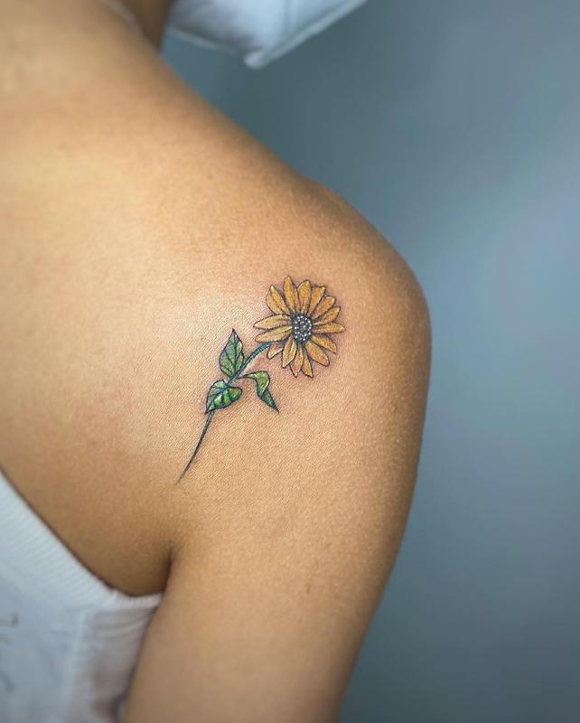 Sunflower Tattoo on Shoulder 3