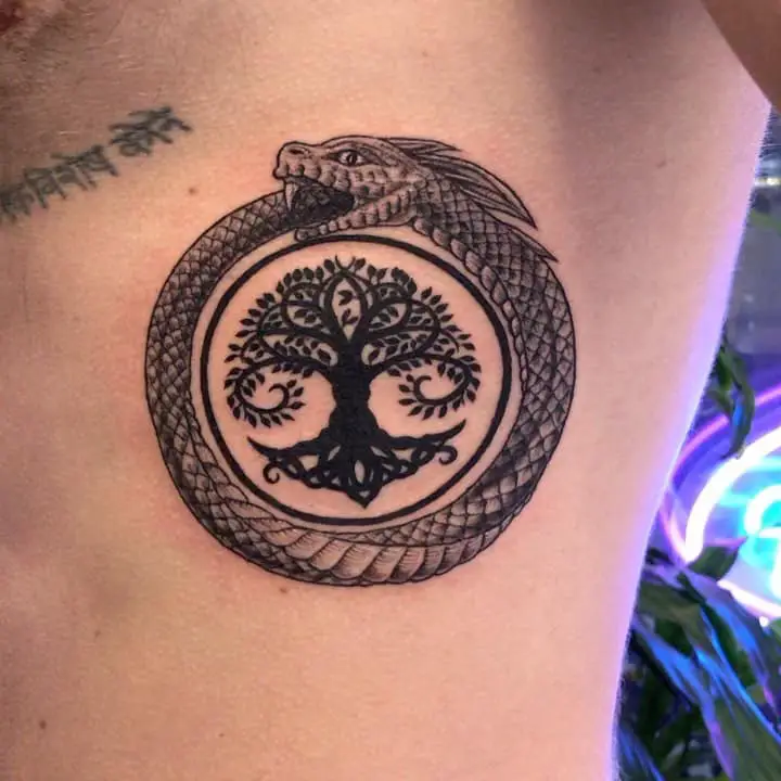 Tree of life ouroboros tattoo 3