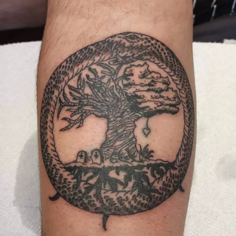 Tree of life ouroboros tattoo 4
