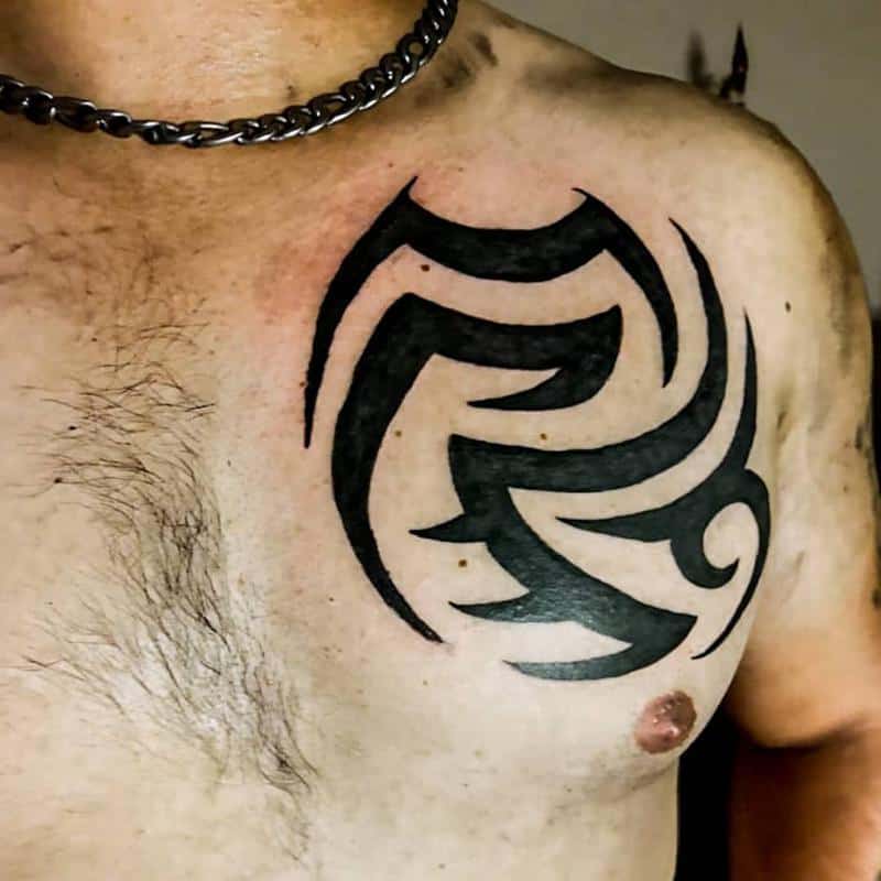 Tribal chest tattoo 1