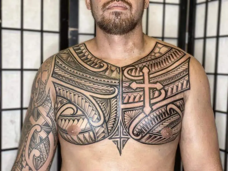 Tribal chest tattoo 2