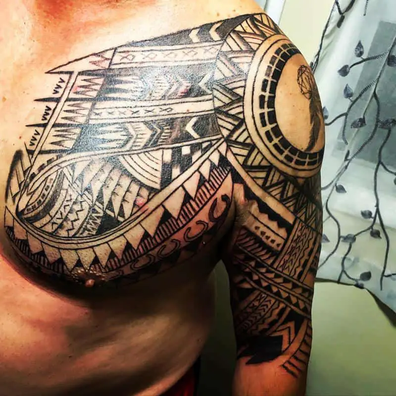Tribal chest tattoo 3