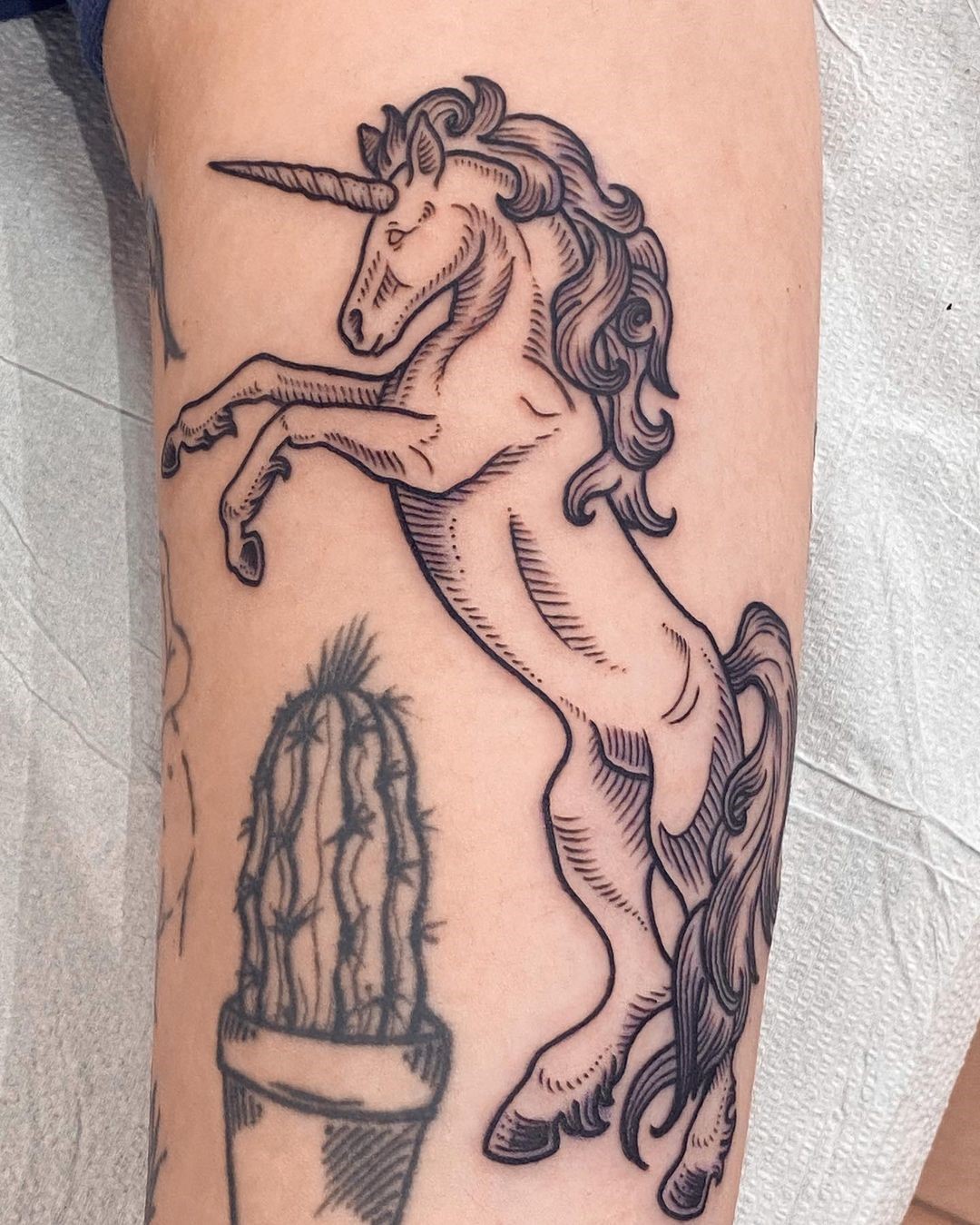 Black Unicorn Tattoo For Ladies