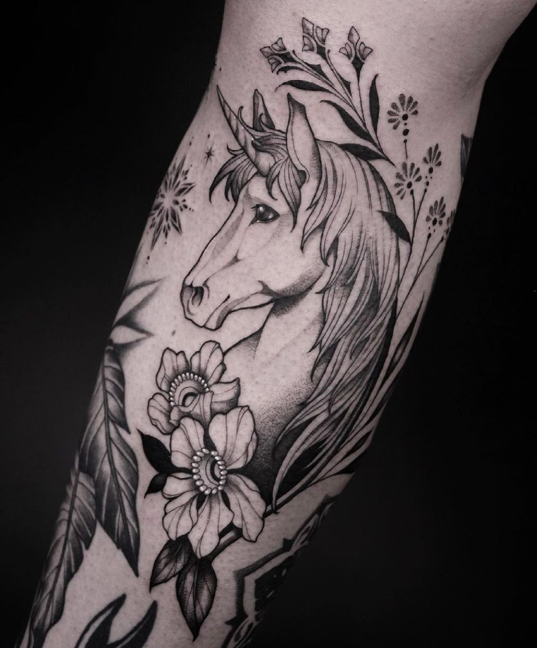 Black Unicorn Tattoo 