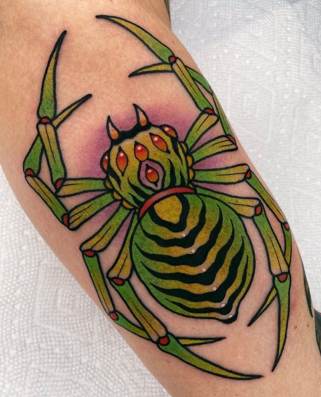 Bright Green Spider Tattoo Large Ink 