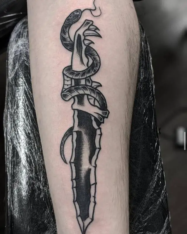 Chunky and Colorful Dagger Tattoo 2