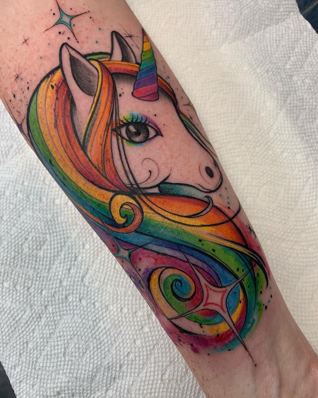 Colorful Rainbow Unicorn Tattoo Print 