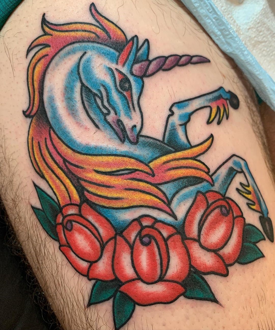 Colorful Unicorn Tattoo Ink 