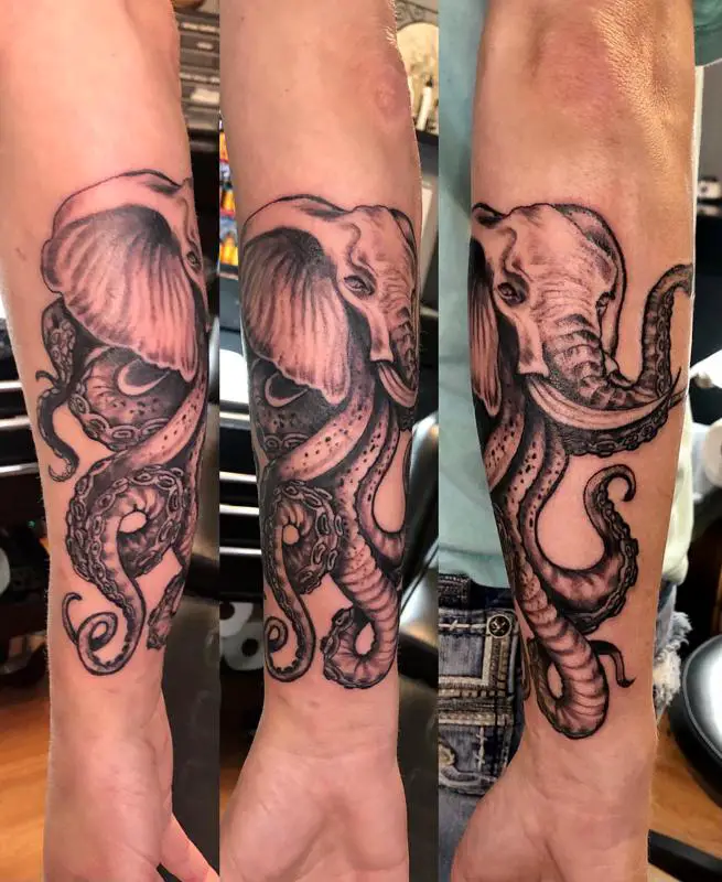 Elephant Octopus Tattoo 1