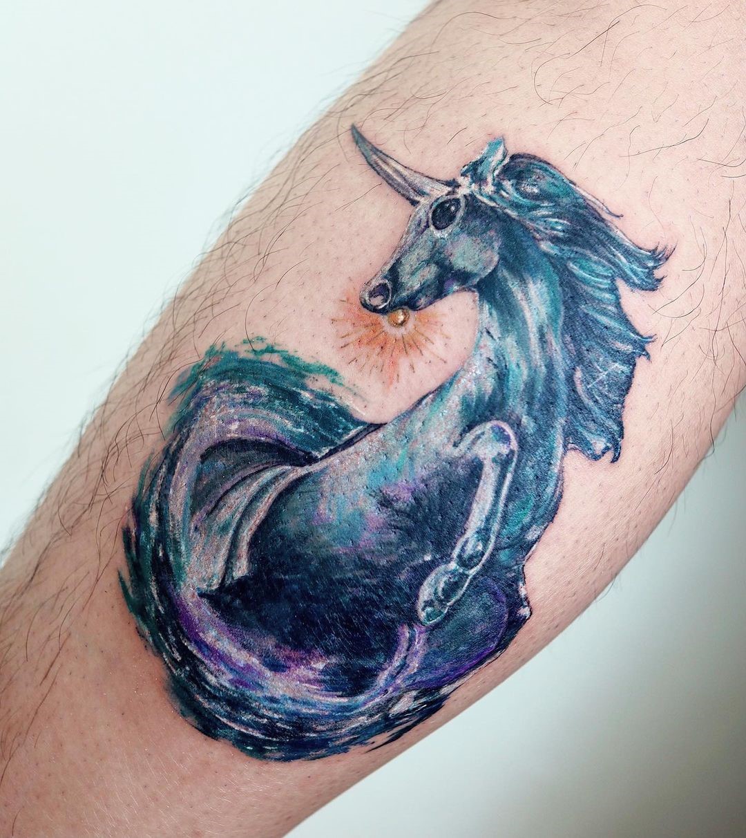 Cute unicorn with heart tattoo magical horse line Vector Image