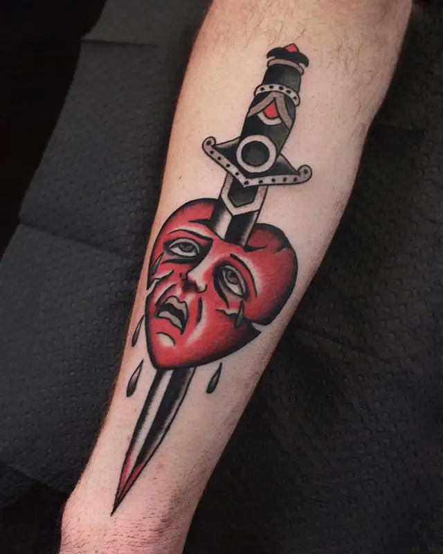 Heart And Dagger Tattoo 2