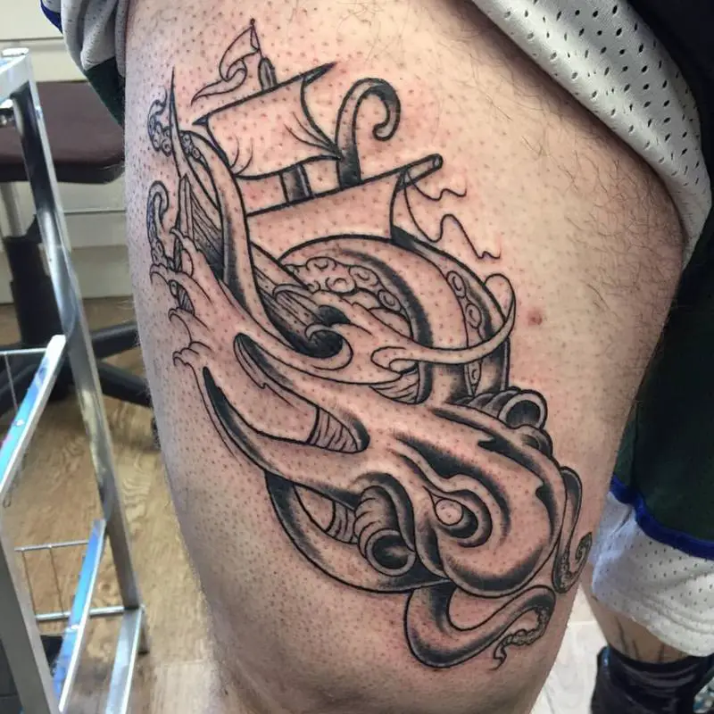 Octopus and Ship Tattoo 3