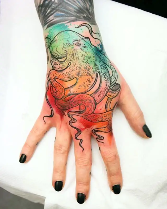 Watercolor Octopus Tattoo 3