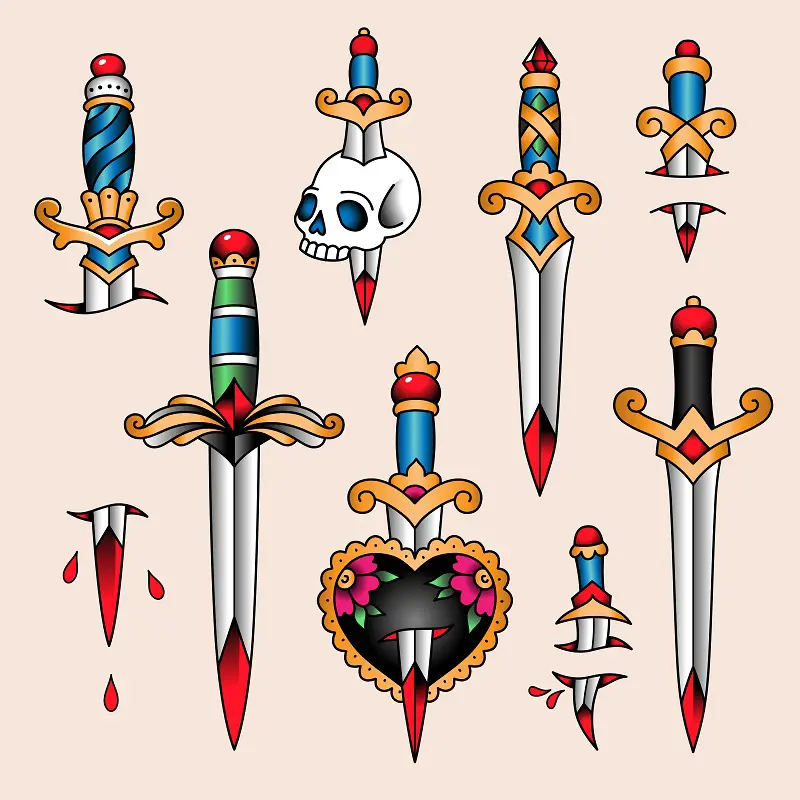 Traditional dagger tattoo designs