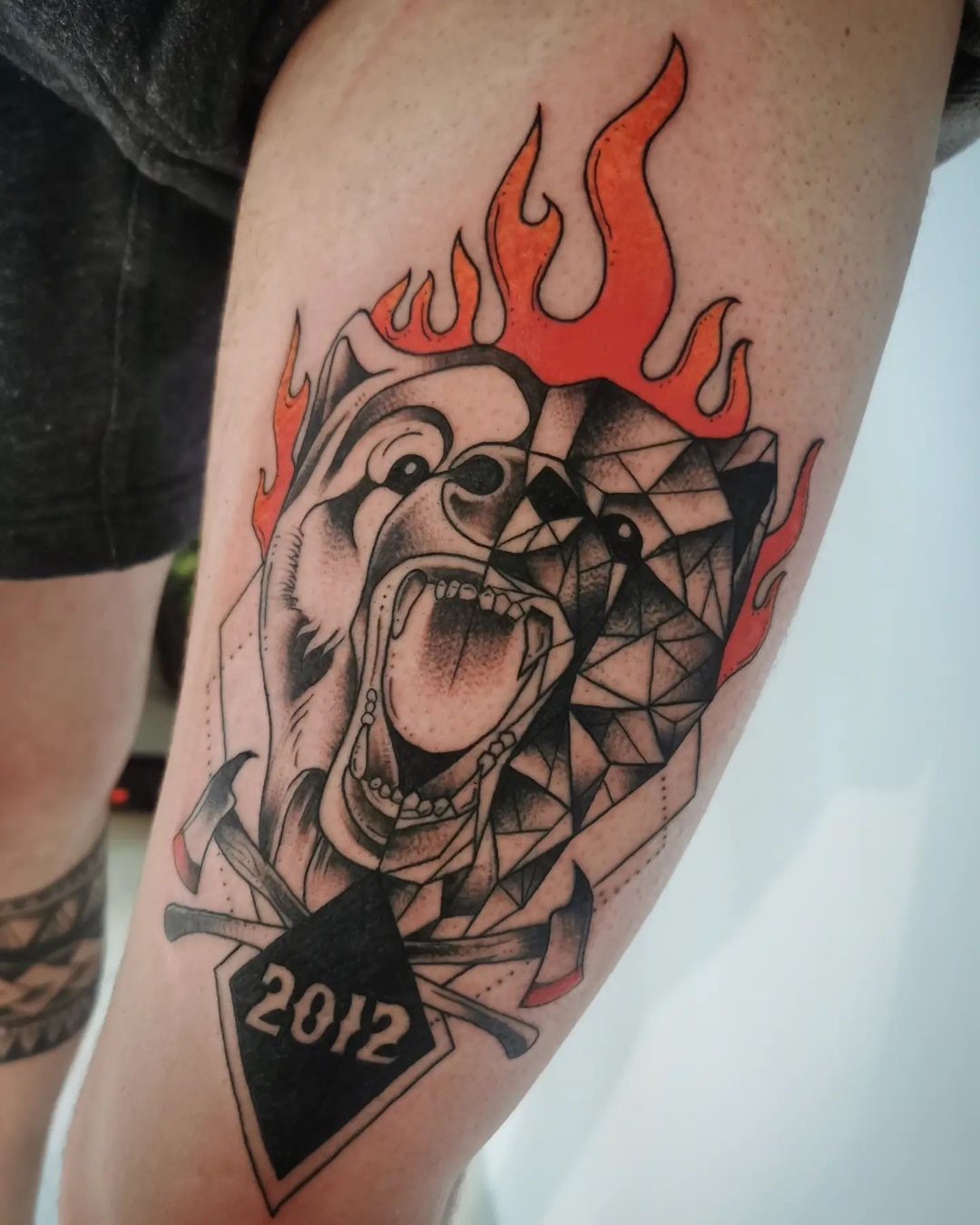 Bear Fire Symbol Tattoo 