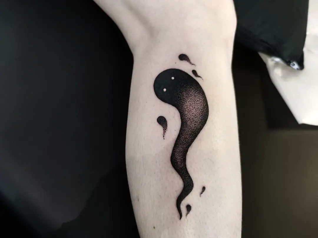 Black Ink Ghost Tattoo 