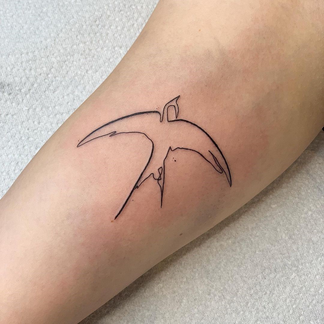 Black Outline Sparrow Tattoo