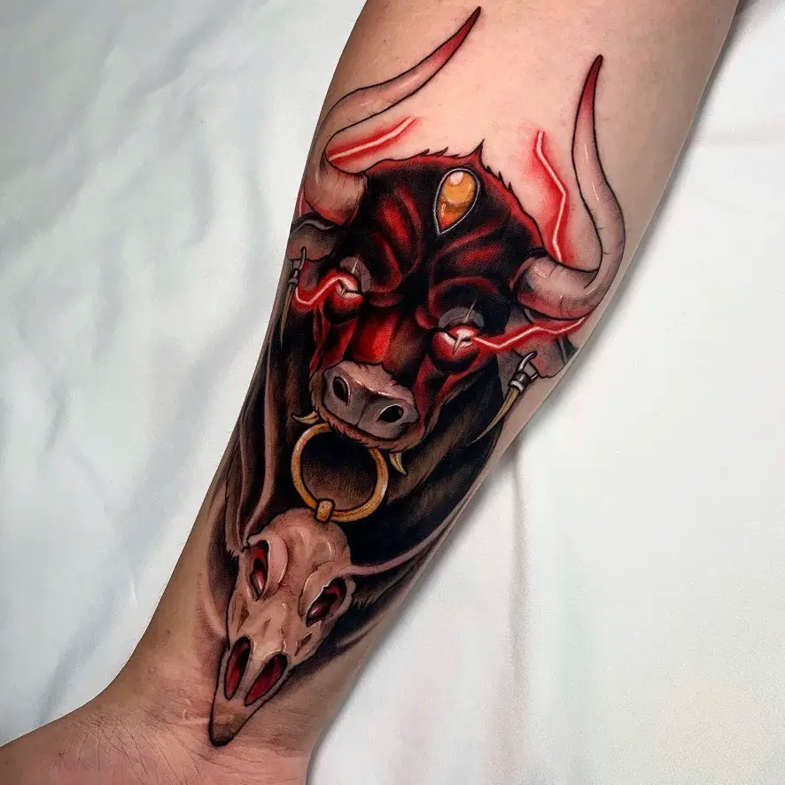 Black & Red Bull Tattoo 