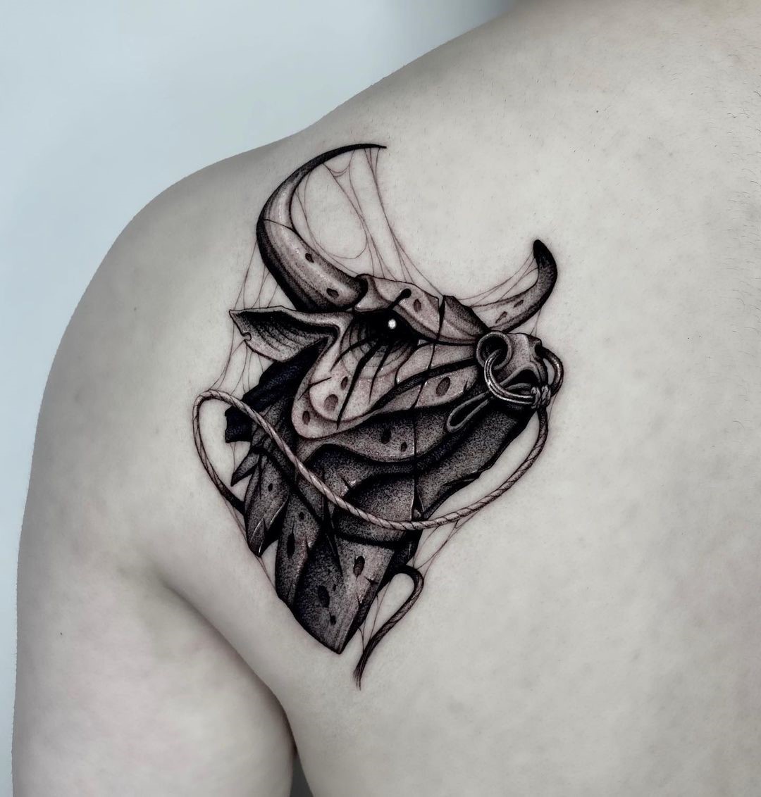 Bulls Tattoo Black Ink Idea