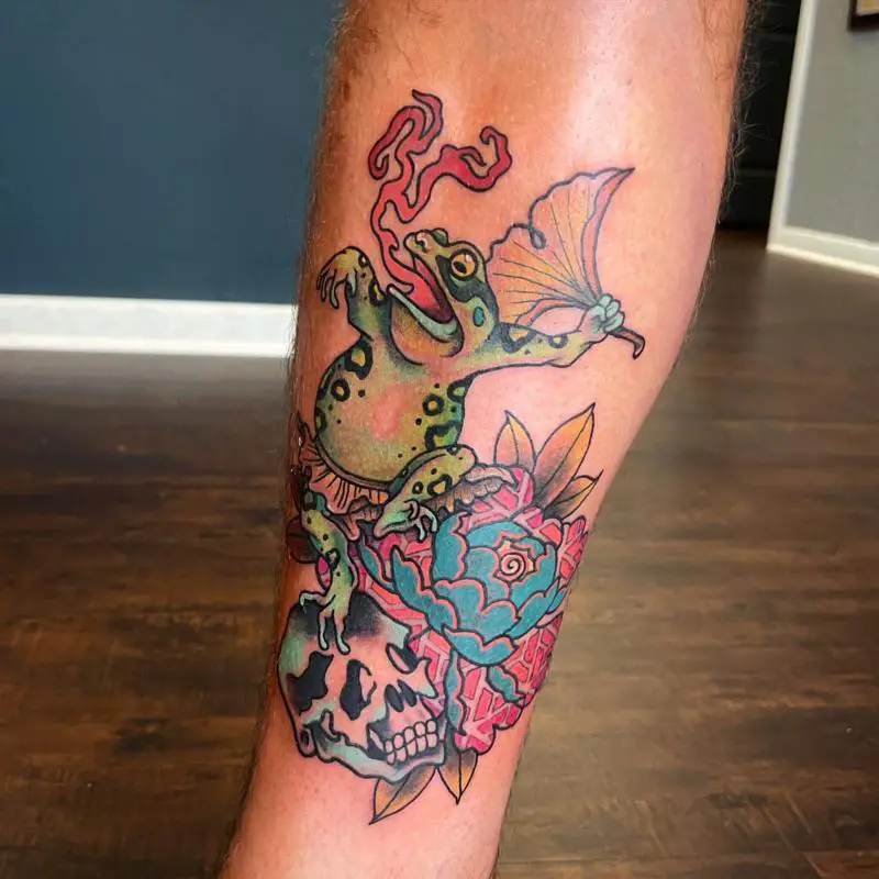 Colorful Japanese Frog Tattoo