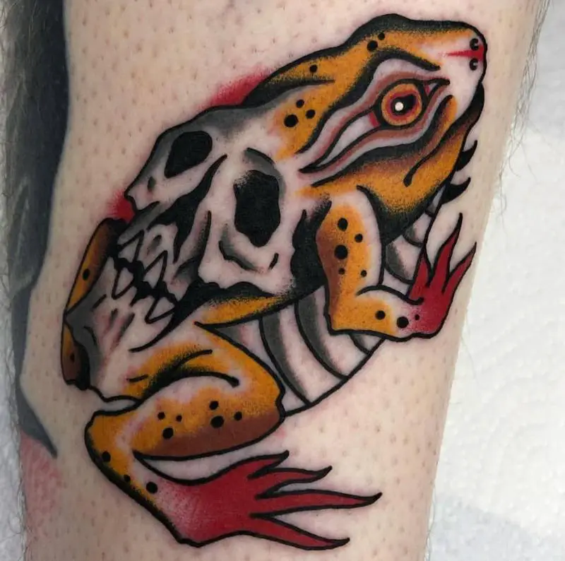 Colorful Poisonous Frog Tattoo