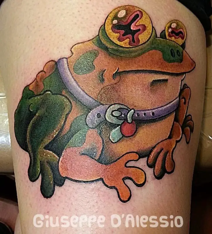 Detailed American Frog Tattoo