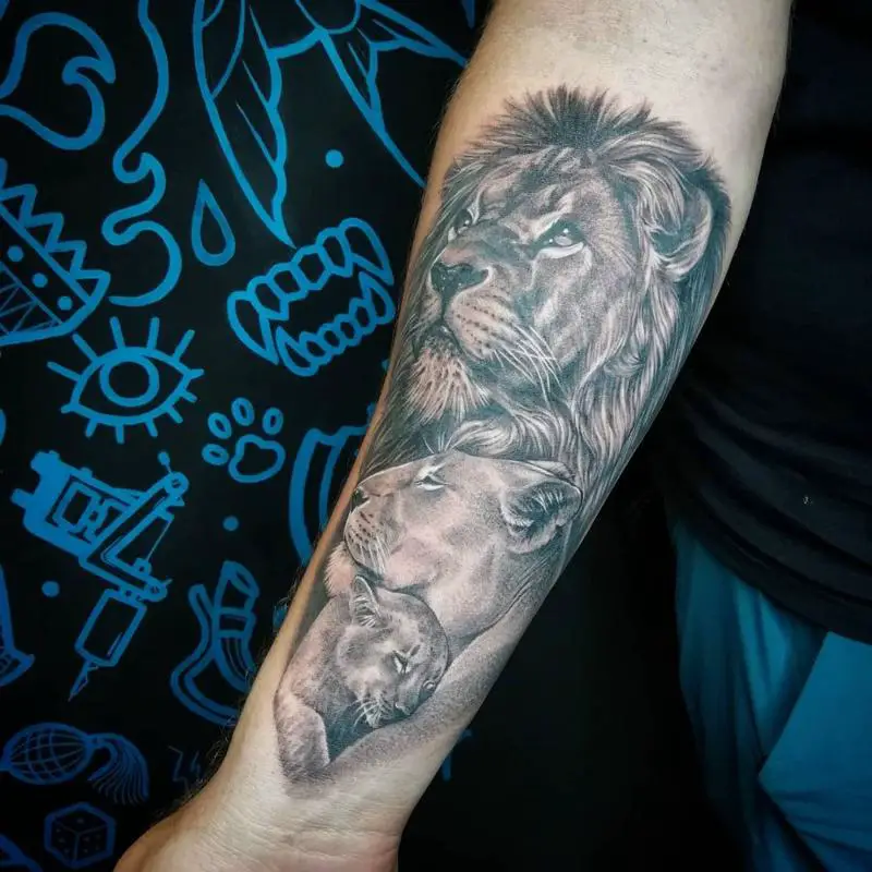 Family Of Lions Tattoo Design