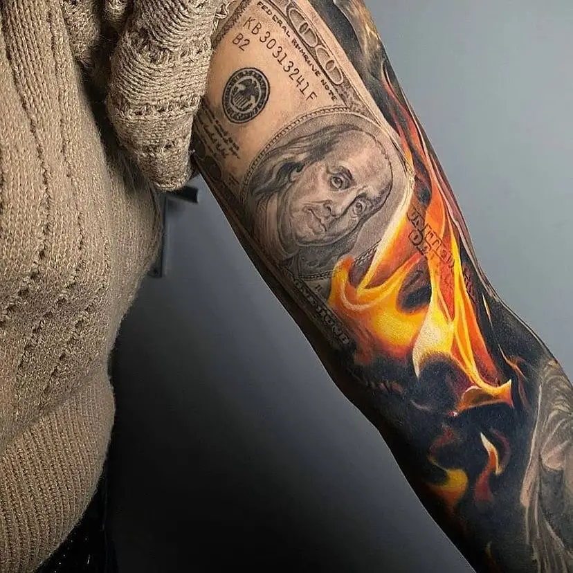 Fire Tattoo Sleeve Money Ink 