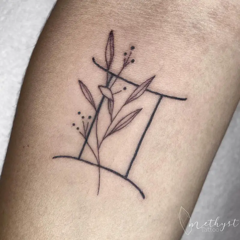Floral Gemini Tattoo 3