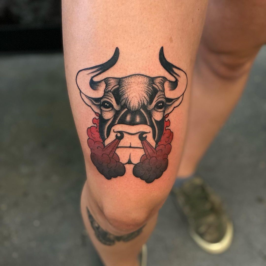 Leg Bull Tattoo Design 