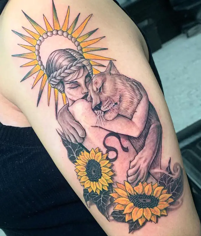 Leo Hugging Tattoo Design