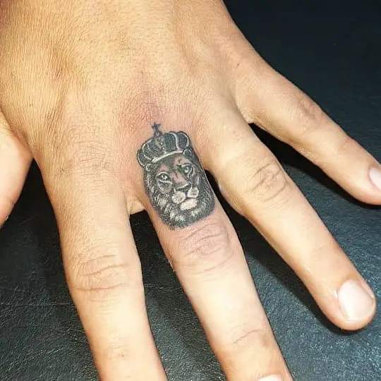 Lion Finger Tattoo 2