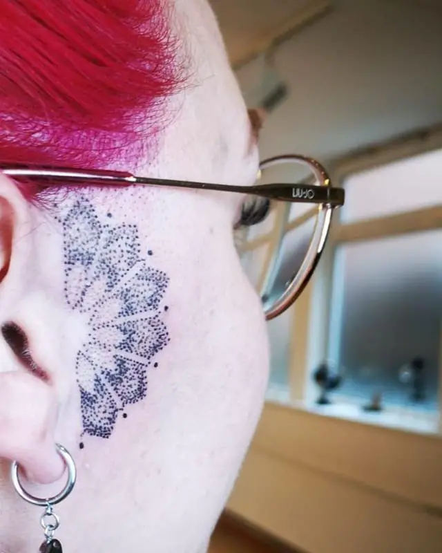 Mandala Dot Work Face Tattoo
